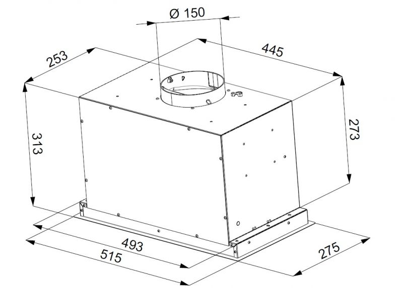 Įmontuojamas 52 cm pločio gartraukis Schlosser HPR 52 TCBL / GLASS, juodas Įmontuojamas 52 cm pločio gartraukis Schlosser HPR 52 TCBL / GLASS, juodas