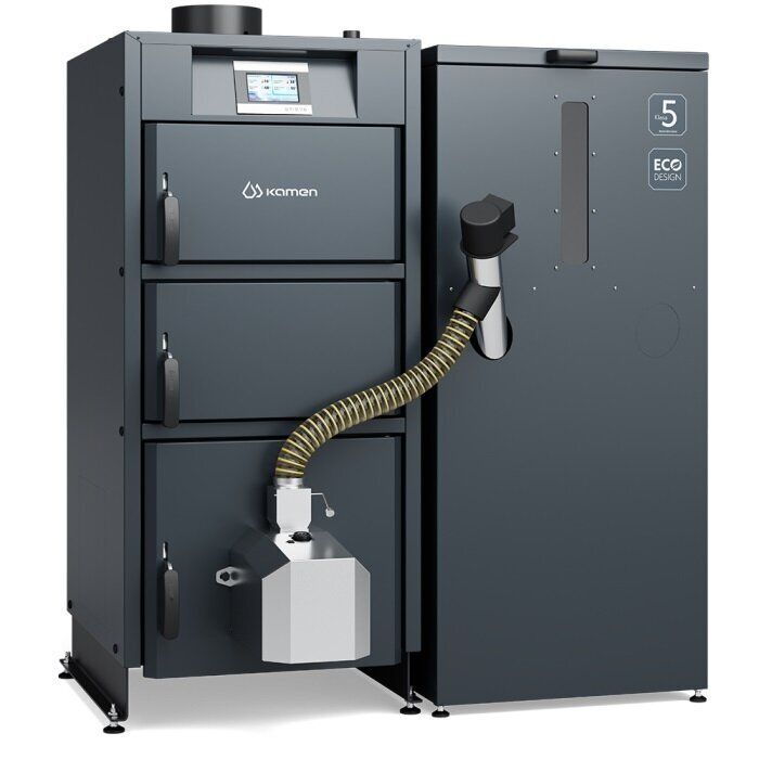 Granulinis katilas Kamen PELLET Kompakt 25kW, 5 klasė, 260l granulių talpa