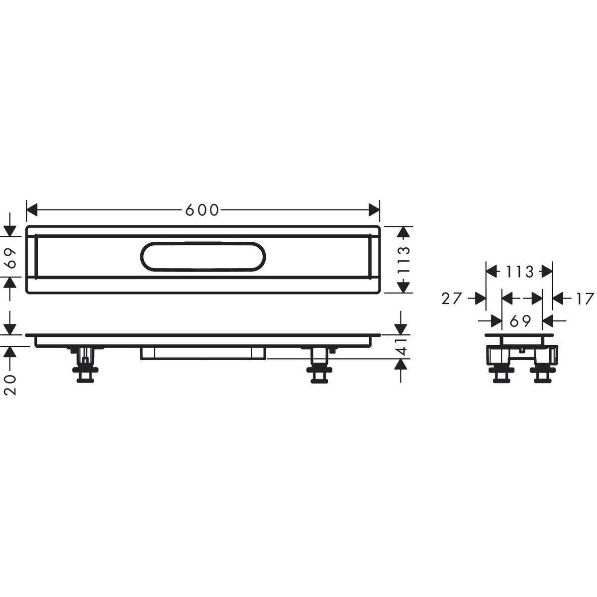 Dušo latakas Hansgrohe uBox 60 cm, 56010180