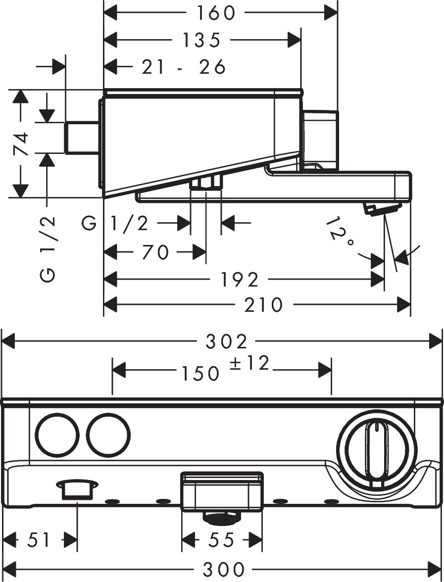 Termostatinis vonios maišytuvas Hansgrohe ShowerTablet Select 300, chromo, 13151000