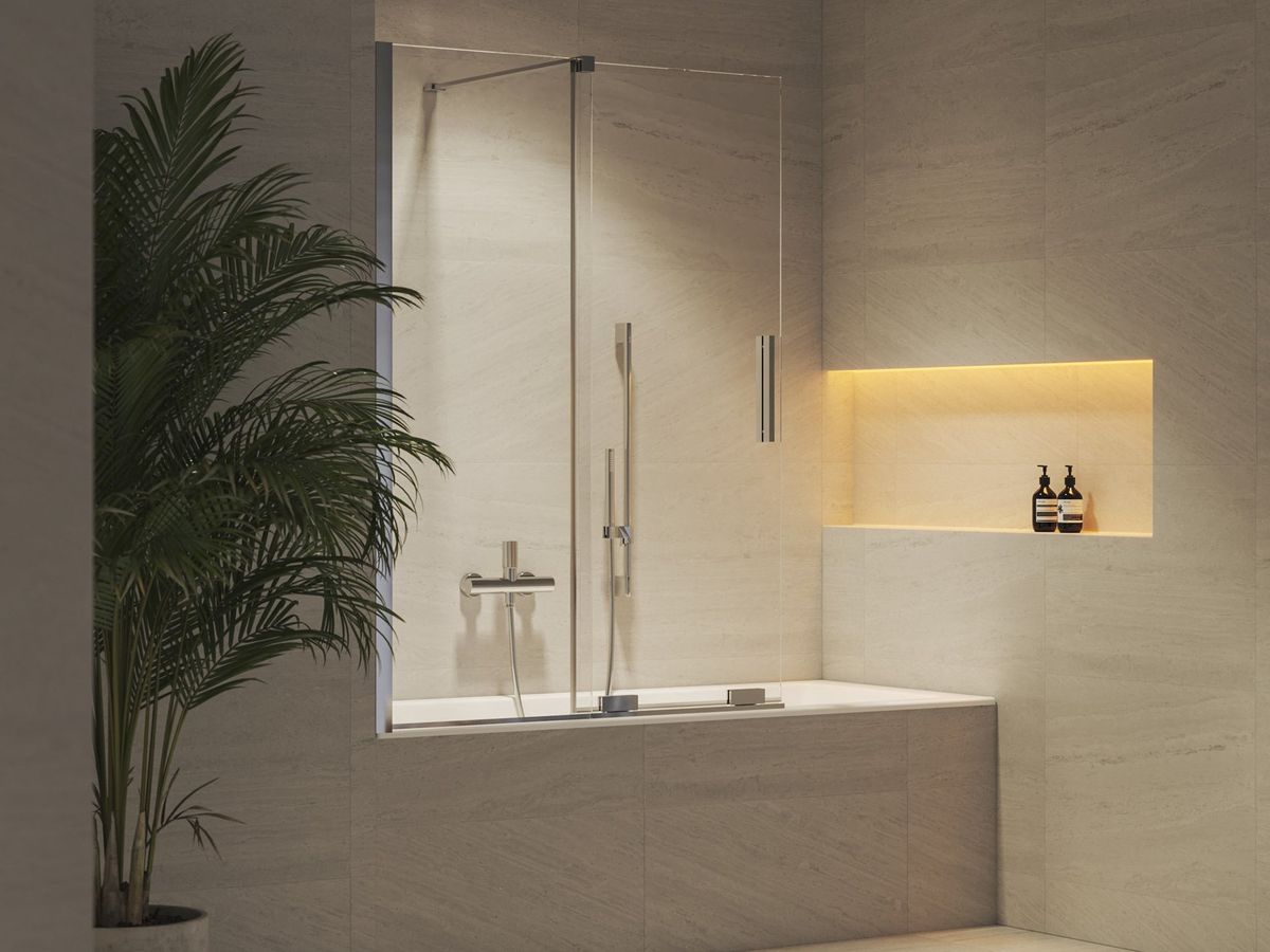 Vonios sienelė Ravak ROVS2 100, blizgi+stiklas Transparent, X786A0C00Z1