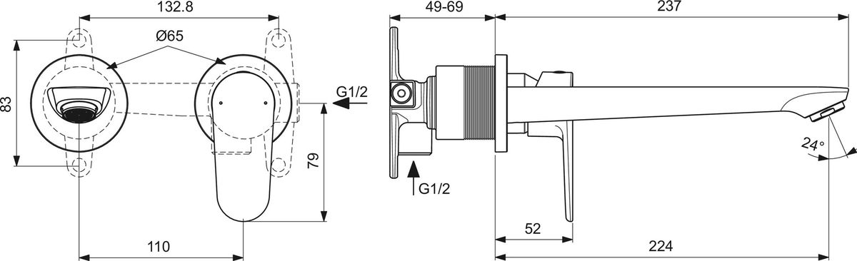 Potinkinis praustuvo maišytuvas Ideal Standard Cerafine O, 224 mm, juoda matinė, BD133XG