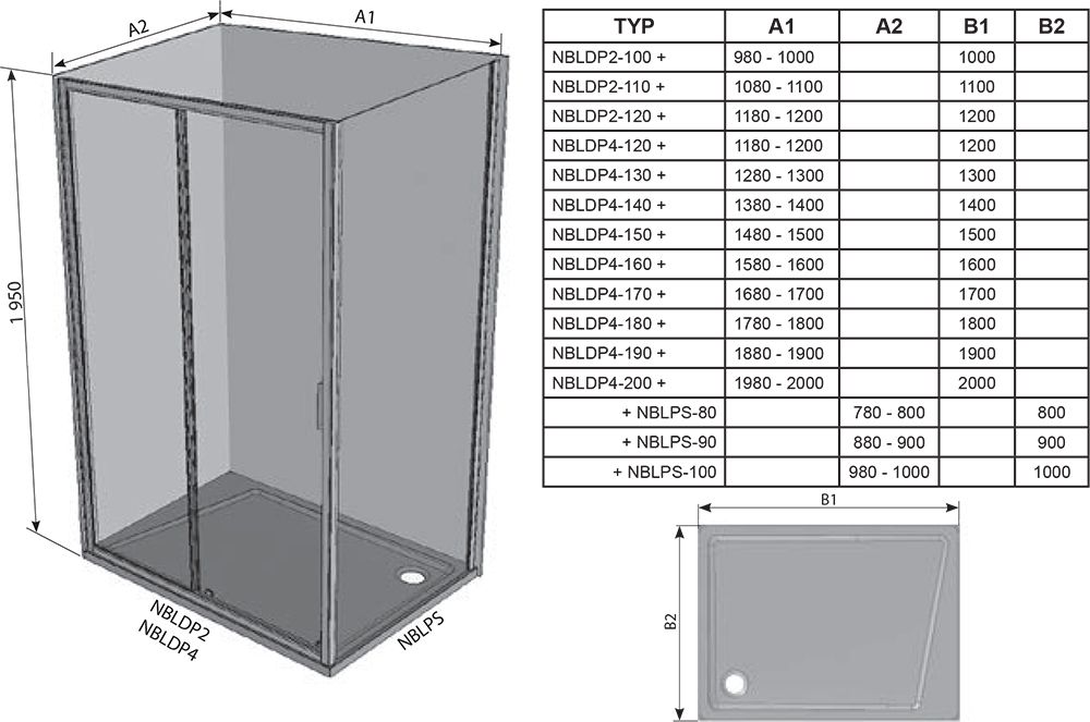 Stacionari sienelė Ravak Blix II NBLPS 100 cm 9BMA0300Z1
