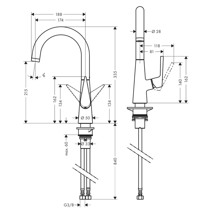 Maišytuvas virtuvinis TALIS M511-H220, chromas, 73857000