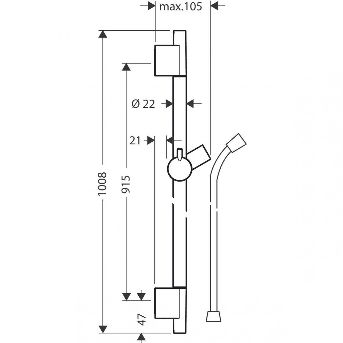 Dušo stovas Hansgrohe Unica S Puro 90 cm, aukso sp. 28631990