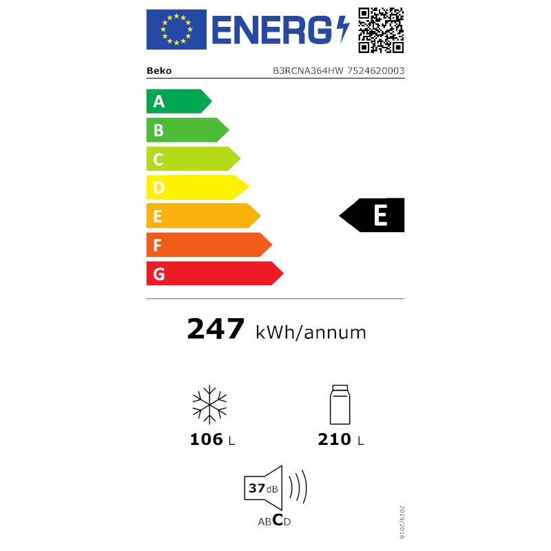 Šaldytuvas BEKO B3RCNA364HW