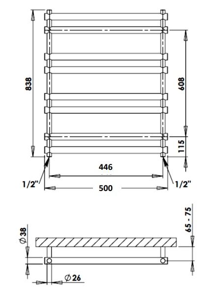 Rankšluosčių džiovintuvas PMH Ulysses 50x83,8 cm, baltas, U4W Rankšluosčių džiovintuvas PMH Ulysses 50x83,8 cm, baltas, U4W