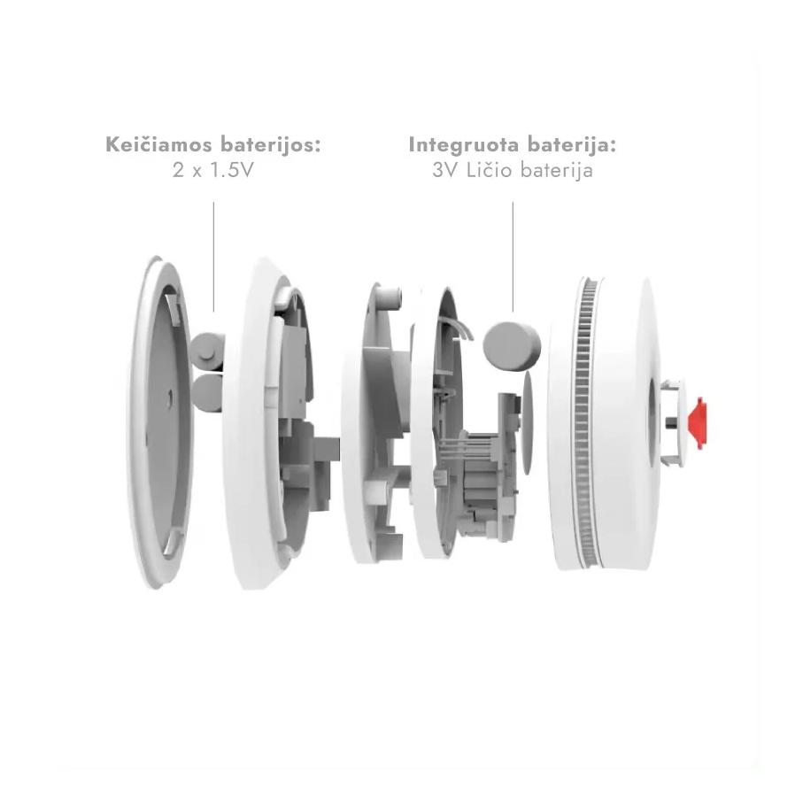 Dūmų detektorius XP-750W su WIFI, integruota 10 metų baterija 3V (2 vnt.), 300933