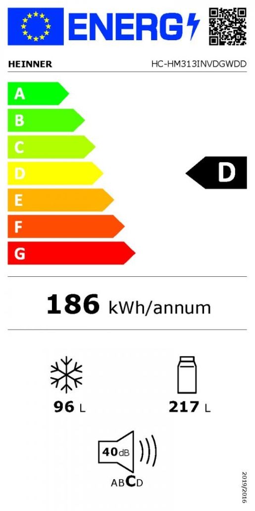 Šaldytuvas Combi HC-HM313INVDGWDD HEINNER