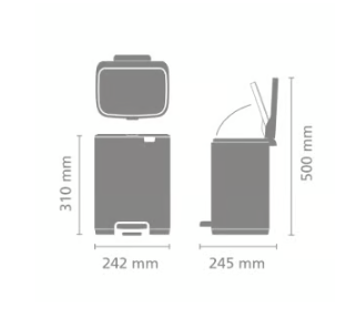 Šiukšlių dėžė Brabantia Bo, 7L., Matt Steel Fingerprint Proof, 237942