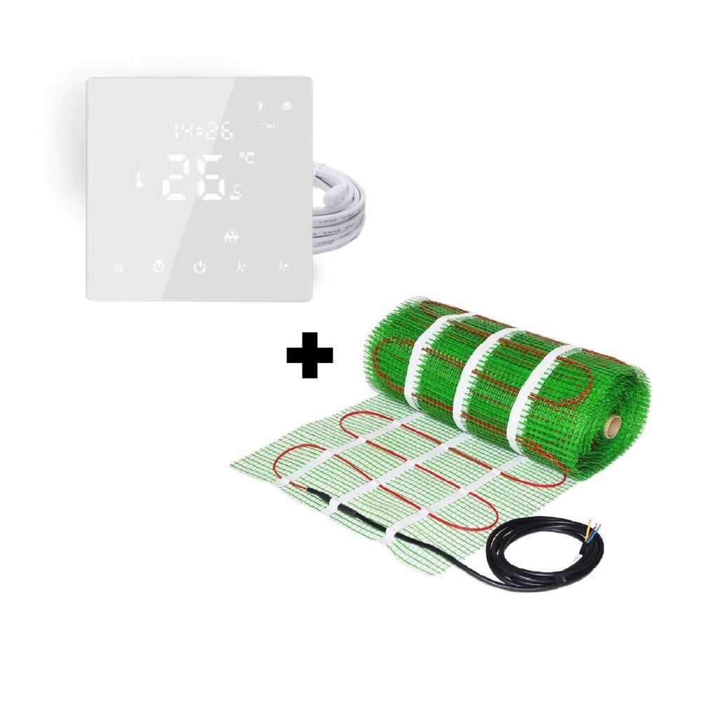 Grindinio šildymo tinklelis Wellmo MAT, 150 W + programuojamas termostatas Feelspot WTH22.16 NEW WiFi,1,5 m²