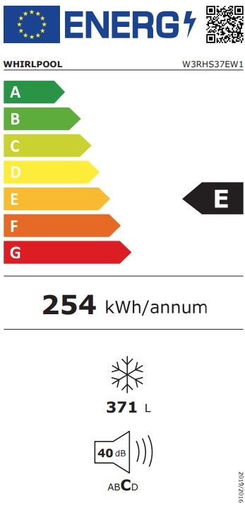 Šaldymo dėžė Whirlpool W3RHS37EW1, 371 l Šaldymo dėžė Whirlpool W3RHS37EW1, 371 l