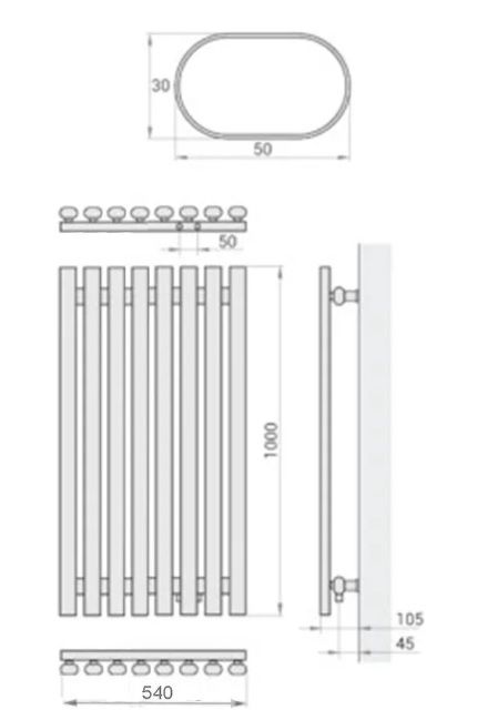 Rankšluosčių džiovintuvas Regnis Lazur 54x100 cm, matinė balta (struktūrinė)