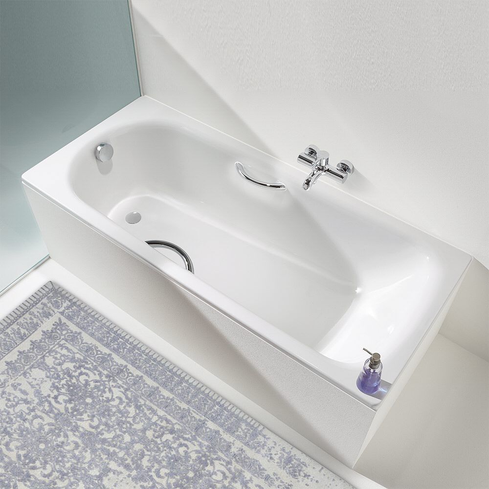Plieninė vonia Kaldewei Saniform Plus Star 150x70 cm su skylėmis rankenėlėms, balta, 133100010001