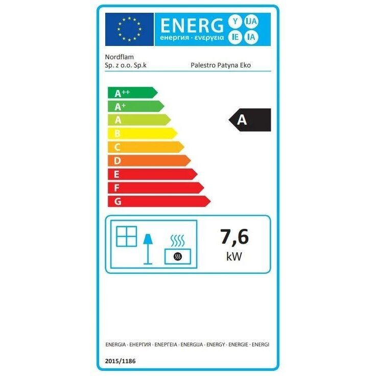 Kieto kuro krosnelė Nordflam PALESTRO PATYNA, 7,6 kW