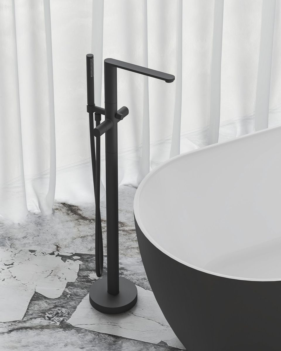 Grindinis vonios maišytuvas su dušo komplektu, be korpuso, Ravak CR II 080.20BL.RB07A, juodas, X070468