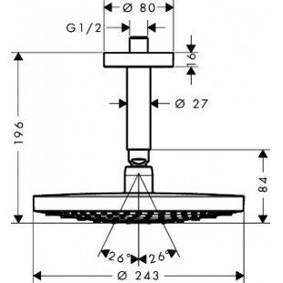 Potinkinė dušo galva Hansgrohe Raindance Select E 240 2 jet, chromas 26467400