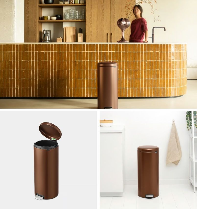 Šiukšliadėžė NEWICON su pedalu, 30l, warm bronze, 238789