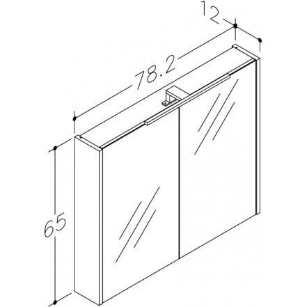Veidrodinė spintelė su juodu šviestuvu Raguvos Baldai, pilkas kašmyras, 80 cm, 2003506