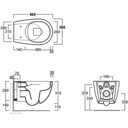 Pakabinamas klozetas Simas Trevi Rimless, balta matinė, TR18/F85