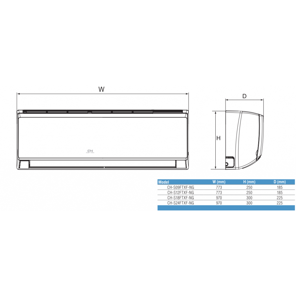 Kondicionierius-šilumos siurblys HC VITAL CH-S12FTXF-NG, Šaldymui 3,2 KW/ Šildymui 3,4 KW