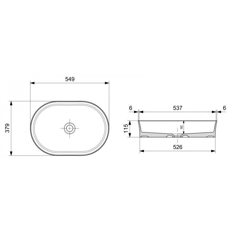 Praustuvas Bocchi Sottile Slim Line 55 cm smėlio matinis