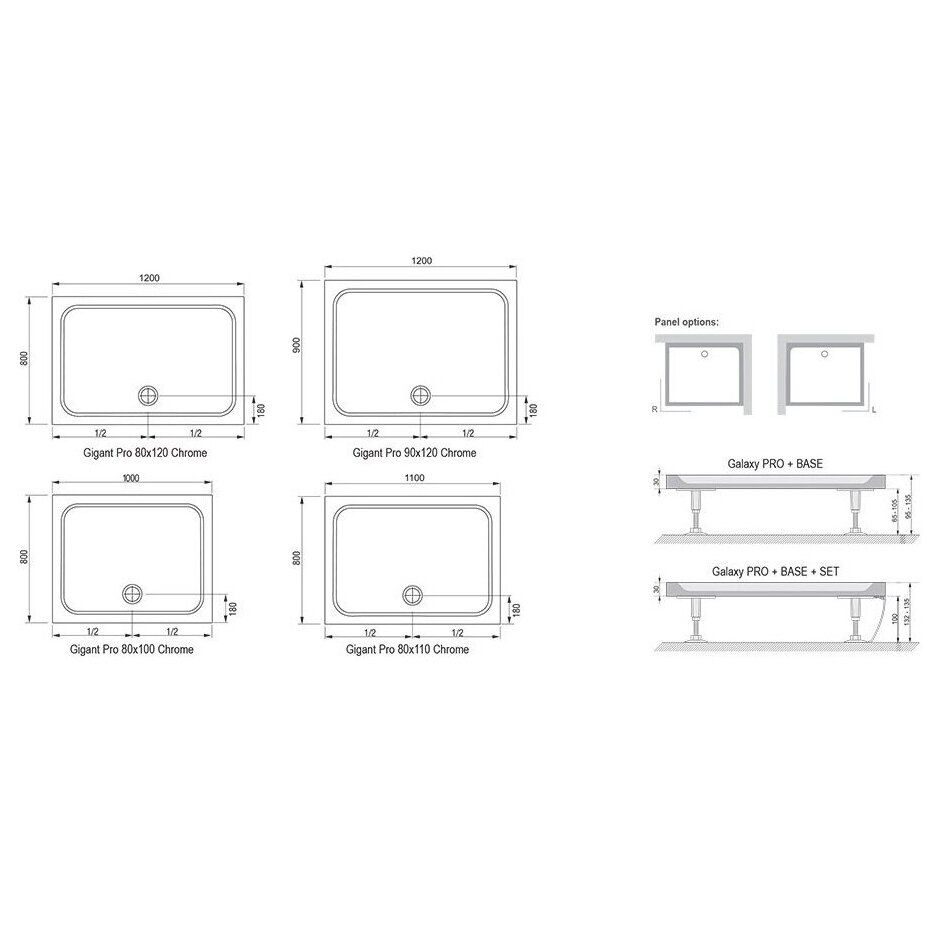 Dušo padėklas Ravak GIGANT PRO 120x80 baltas, XA03G401010