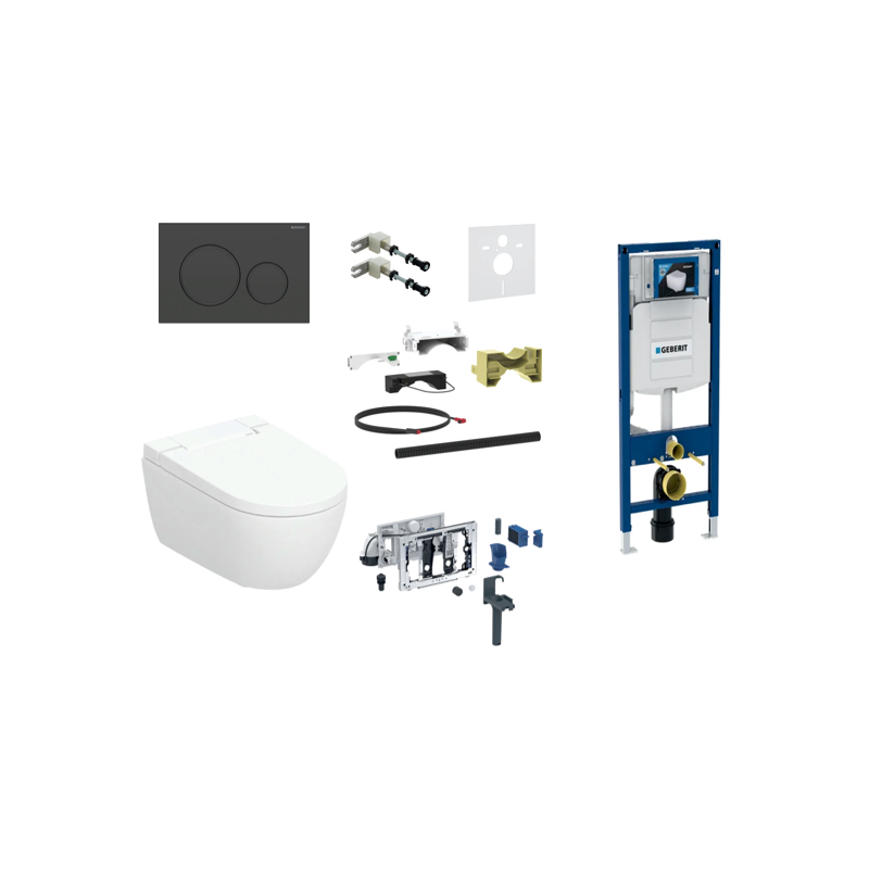 Geberit AquaClean Alba Premium Plus komplektas su Duofix Sigma WC instaliacine sistema, juodas klavišas Geberit AquaClean Alba Premium Plus komplektas su Duofix Sigma WC instaliacine sistema, juodas klavišas