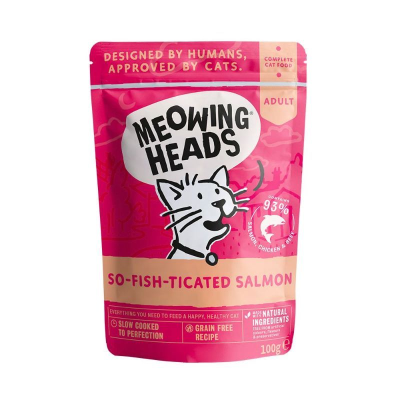MEOWING HEADS So-Fish-Ticated Salmon konservai katėms (lašiša/vištiena/jautiena) 100g 10vnt, MWSL100