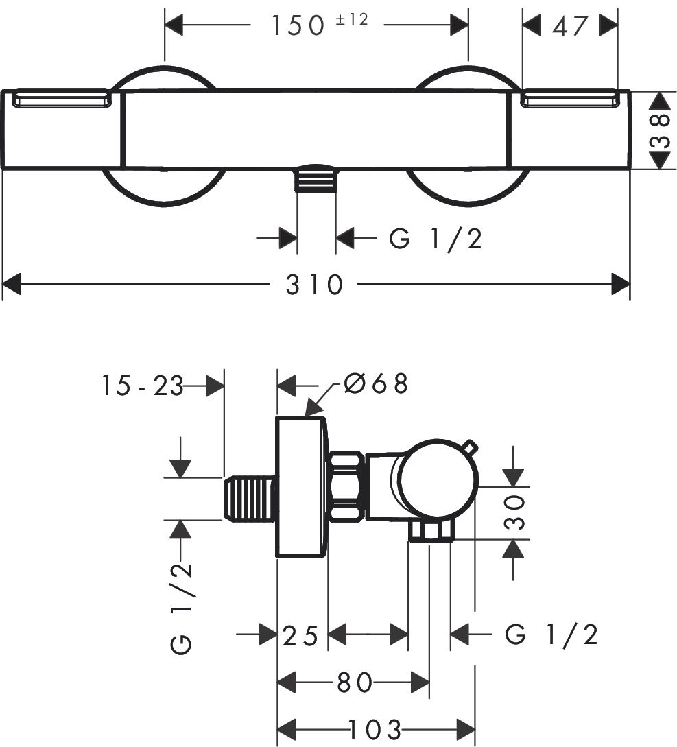 Termostatinis dušo maišytuvas Hansgrohe Ecostat Element. Chrom. 13346000 Termostatinis dušo maišytuvas Hansgrohe Ecostat Element. Chrom. 13346000