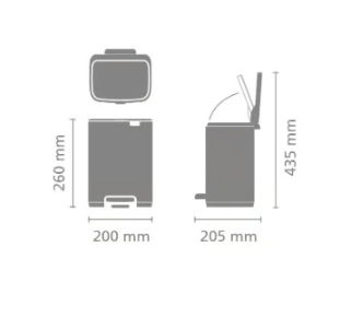 Šiukšlių dėžė Brabantia Bo, 4L., Matt Black, 237805