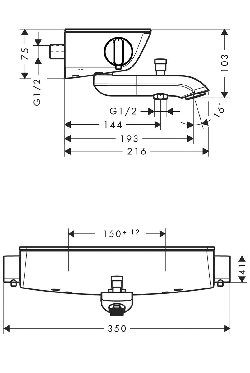 Termostatinis vonios maišytuvas Hansgrohe Ecostat Select, balta / chromo, 13141400