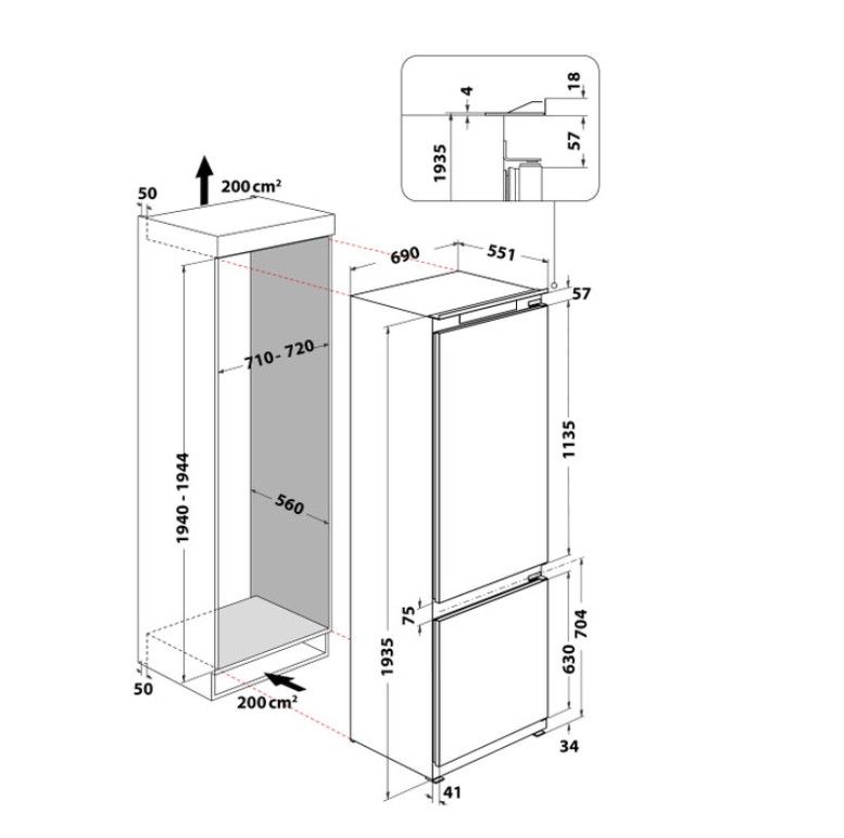 Įmontuojamas šaldytuvas Whirlpool WH SP70 T121 Įmontuojamas šaldytuvas Whirlpool WH SP70 T121