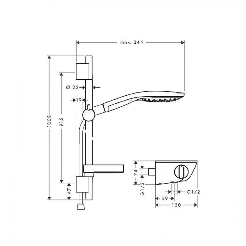 Dušo komplektas 3 Hansgrohe Ecostat Select Combi raindance Select S150 27037400