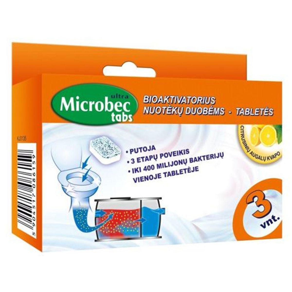 Tabletės nuotekų duobėms Microbec 3x20 g