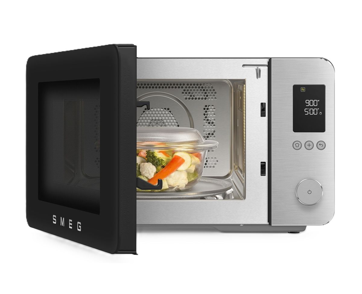 SMEG mikrobangų krosnelė, MOC02BLMEU su grilium, karštu oru ir Air fry funkcija