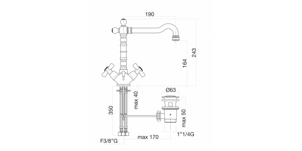 Maišytuvas praustuvui Fiore MARGOT, sendinta bronza,26ZZ0625