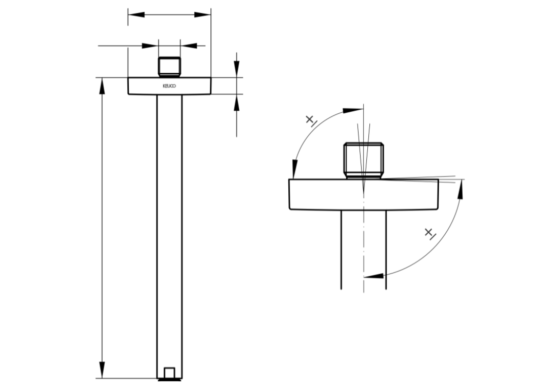 Dušo galvos laikiklis iš lubų 300mm, brushed black chrome 51689130300
