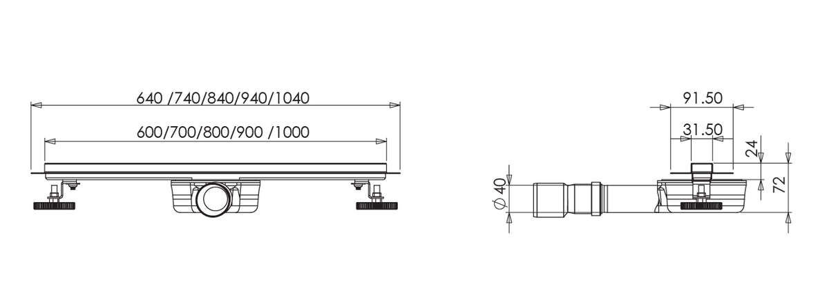 Dušo latakas Slim & Low ProLine Inox 70cm nerūdijantis plienas