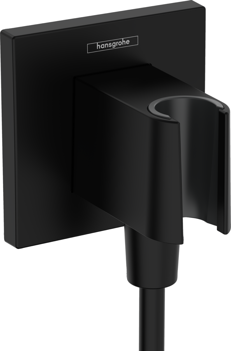 Hansgrohe sieninė dušo žarnos jungtis su laikikliu dušo galvai FIX FIT E, mat. juoda, 26889670