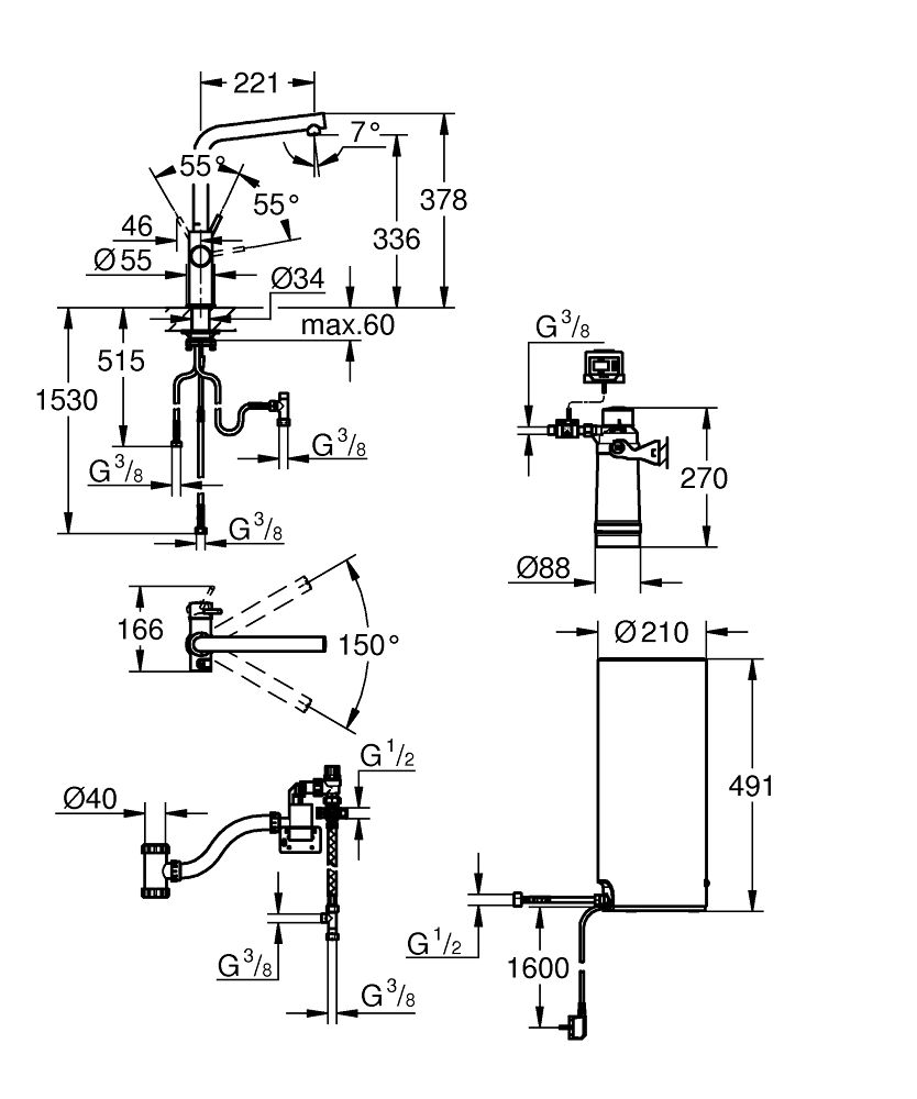 Maišytuvas ir L dydžio boileris Grohe Red Duo, 30325001