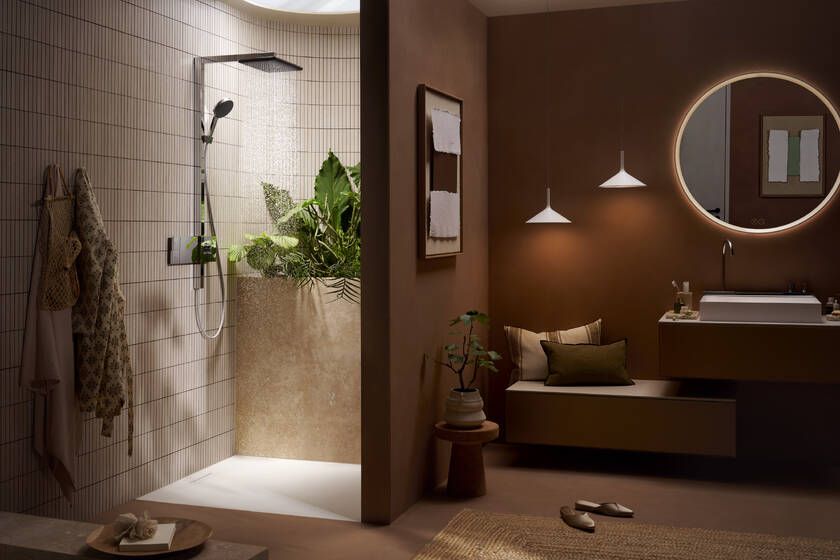 Dušo sistema HANSGROHE Raindance Alive Q 1jet su termostatu, chromo, 24580000 Dušo sistema HANSGROHE Raindance Alive Q 1jet su termostatu, chromo, 24580000
