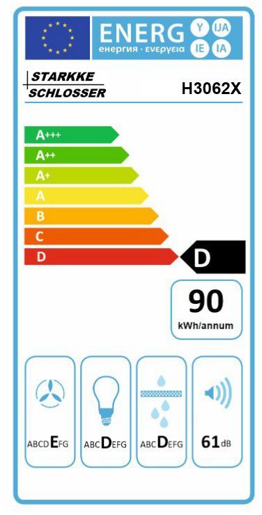 Įmontuojamas 60 cm gartraukis Schlosser H3062X, plieno sp.