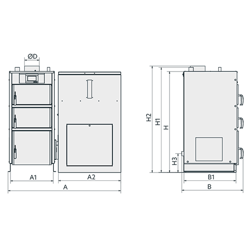 Granulinis katilas Kamen PELLET Kompakt LUX 12kW, 5 klasė, 300l granulių talpa, Ecodesign