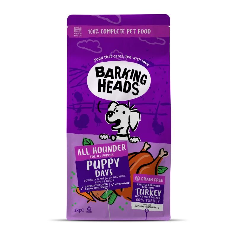 BARKING HEADS Puppy Days Turkey šuniukams su kalakutiena 2kg, E-BHAHPDT-C2