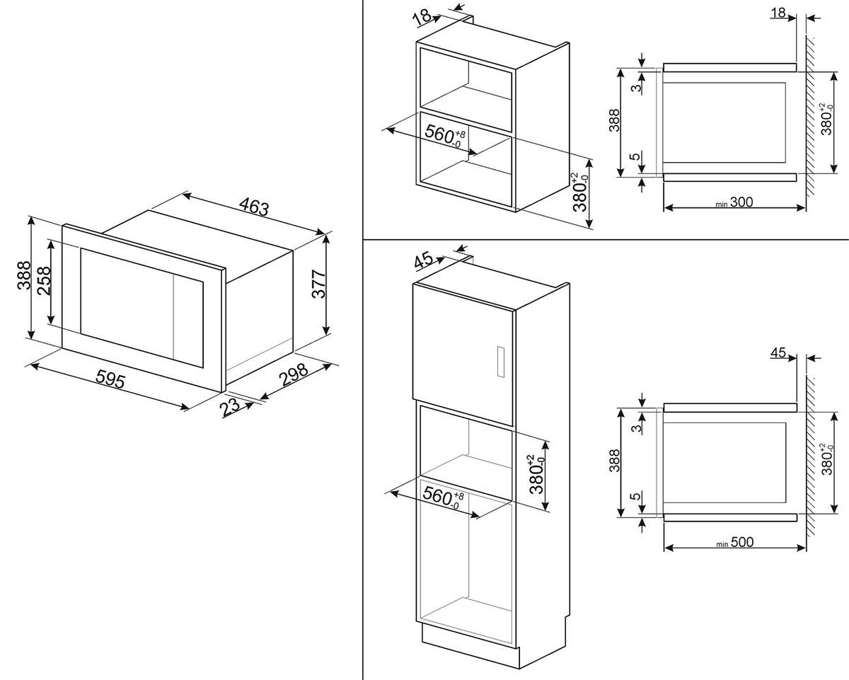 SMEG įmontuojama mikrobangų krosnelė FMI017X