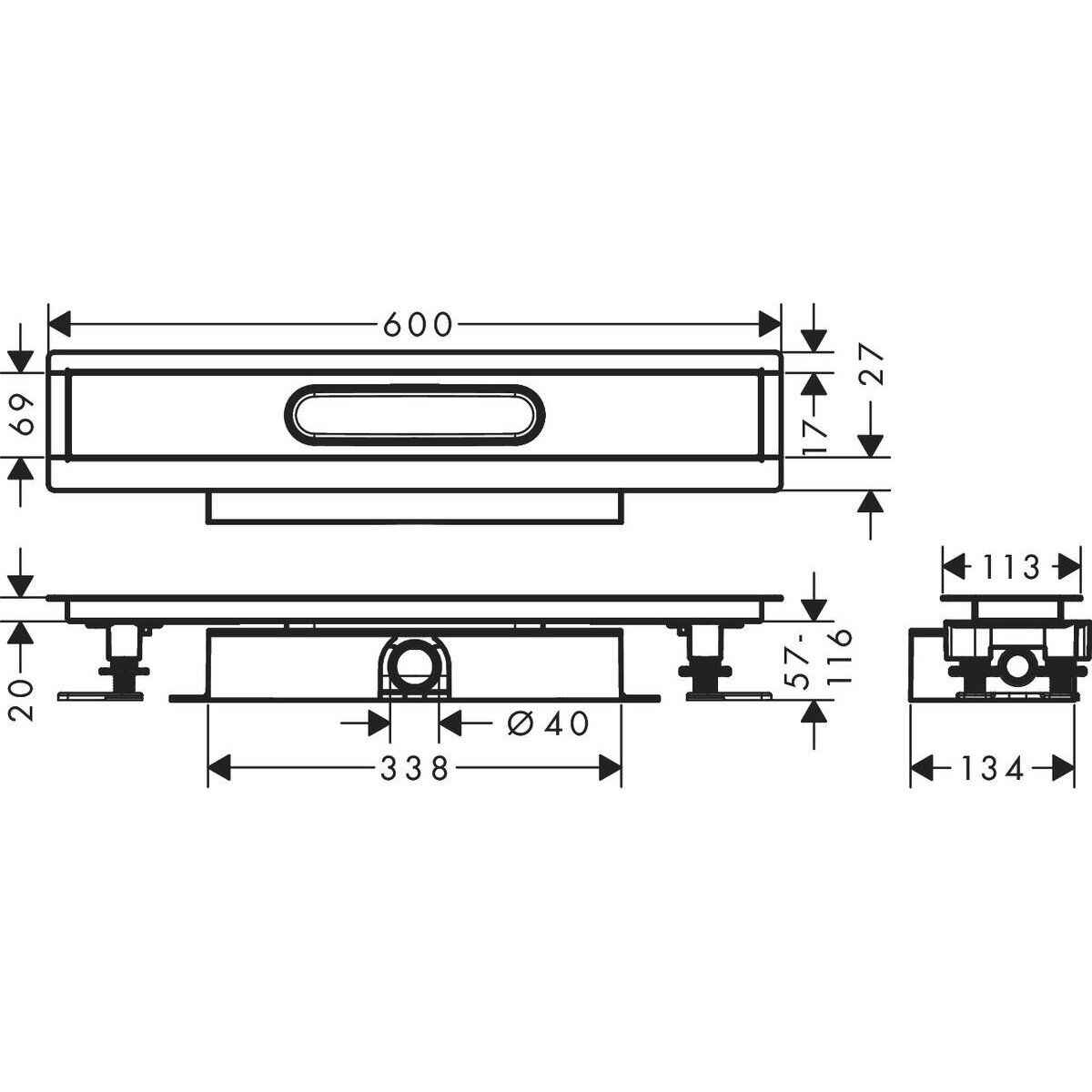 Dušo latakas su sifonu Hansgrohe uBox 60 cm, 56016180