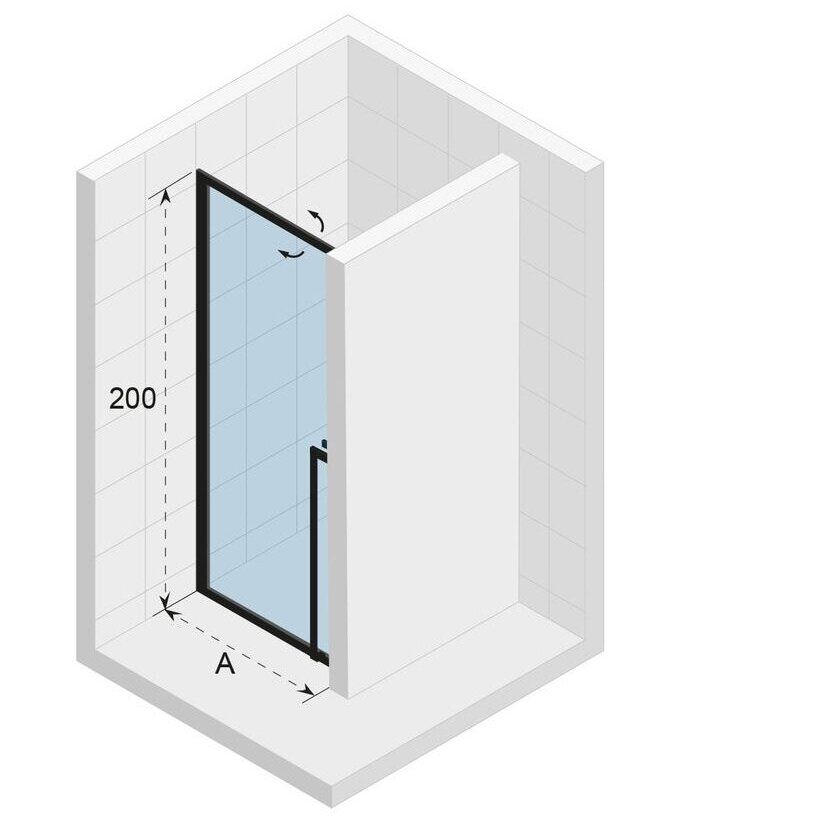 Dušo durys Riho Lucid GD101 80 cm, juodas profilis G005001121