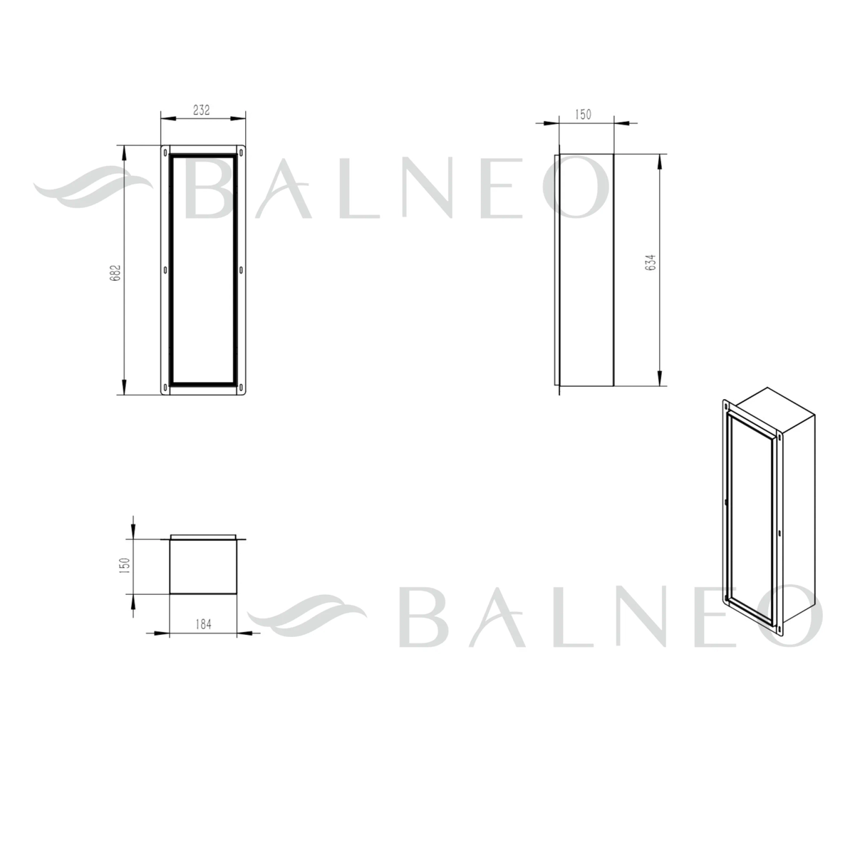 Potinkinė WC šepečio lentyna Balneo Wall Box Brush "L" Left - kairės pusės, įklijuojamai plytelei, nerūdijantis plienas B0401060105-02 Potinkinė WC šepečio lentyna Balneo Wall Box Brush "L" Left - kairės pusės, įklijuojamai plytelei, nerūdijantis plienas B0401060105-02