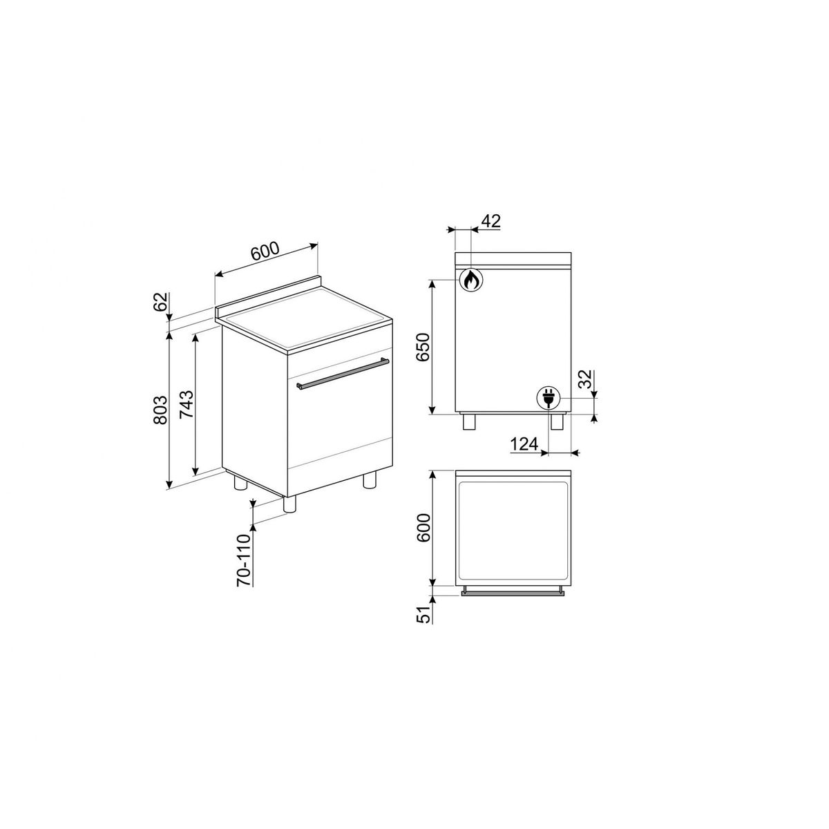 SMEG dujinė viryklė su elektrine orkaite B61GMXI9